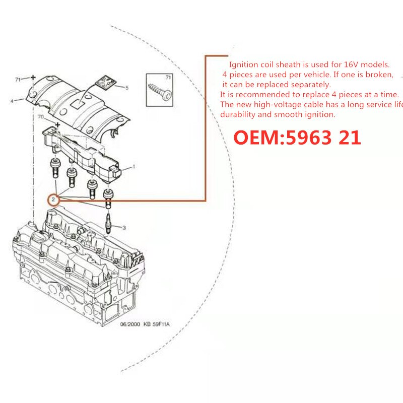 Bobine d'allumage haute tension 206, fil de cylindre, gaine 207, adapté à la Peugeot 307 308 408 1.6 Citroen C2 Picasso C4