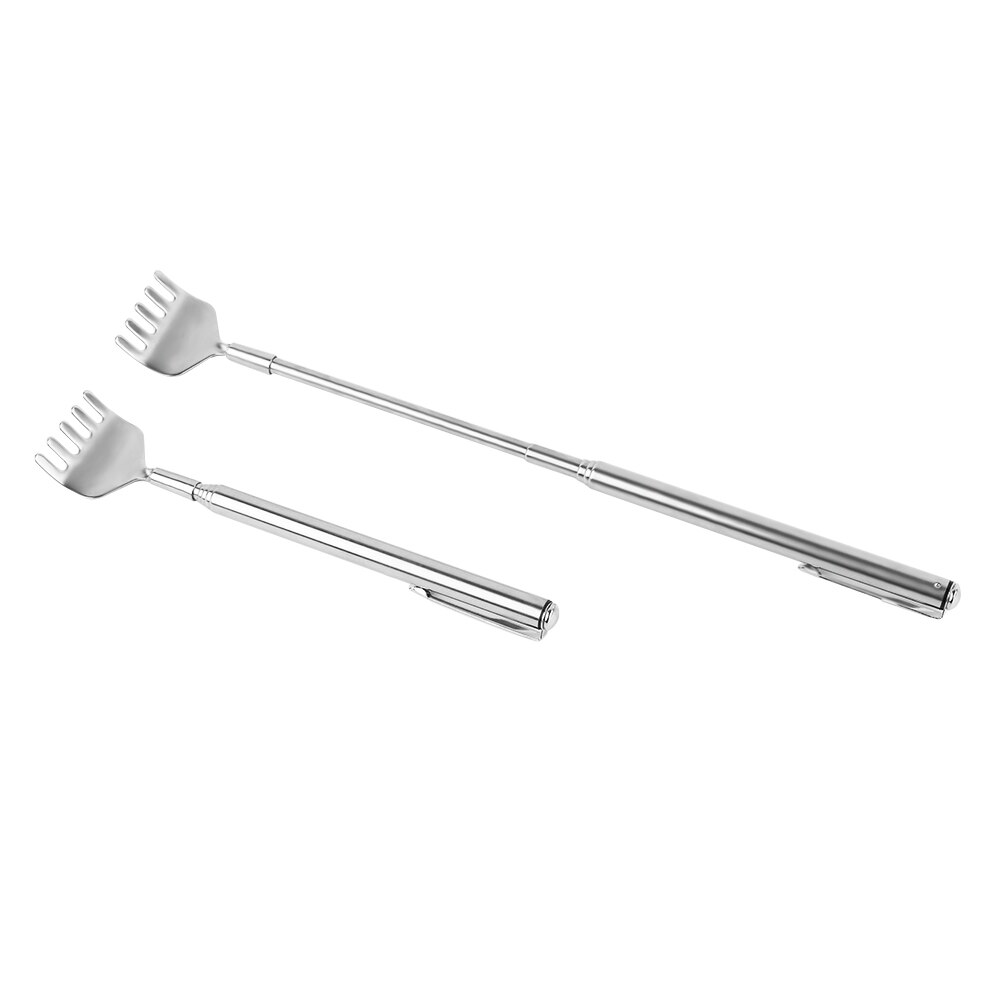 1 pieza práctica espátula telescópica extensible en la espalda clip de bolígrafo de acero tapón de la columna vertebral bolsillo rascador masaje Kit de herramientas de maquillaje