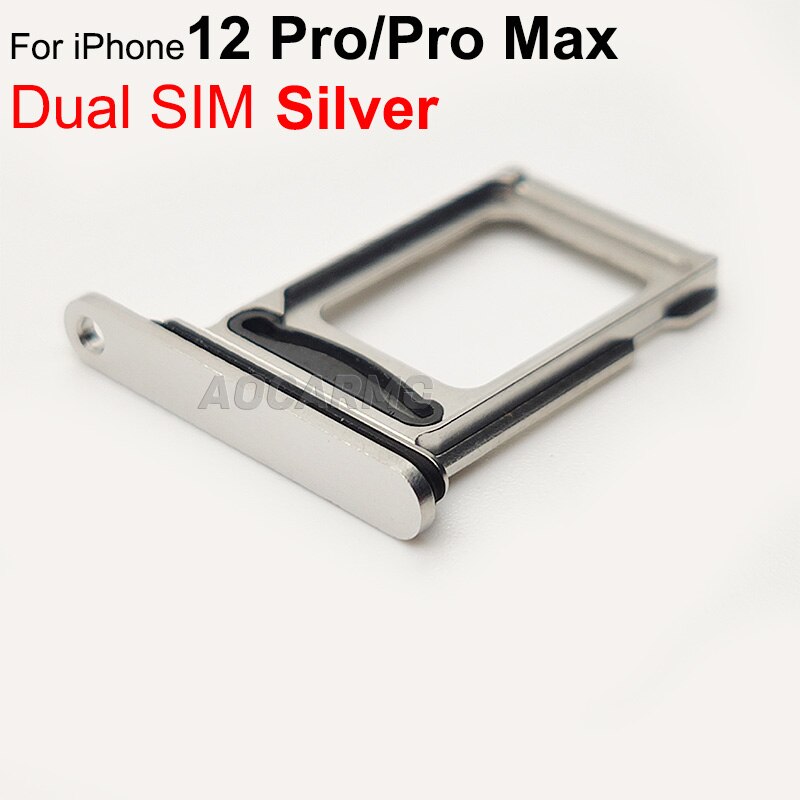 Aocarmo Sim-kaart Voor Iphone 12 Pro/Pro Max Enkele Dual Sim Metalen Plastic Nano Sim Tray Microsd Slot houder