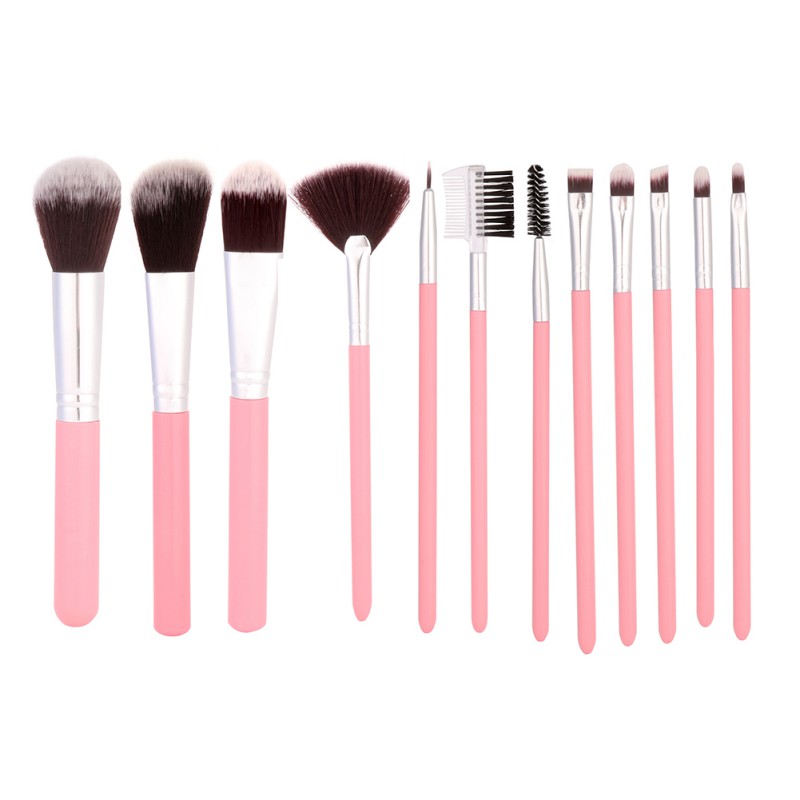 12 stks/set Professionele Make-Up Kwasten Tool Oogschaduw Foundation Wenkbrauw Lip Make-Up Borstel cosmetica Lederen Bekerhouder Case Kit