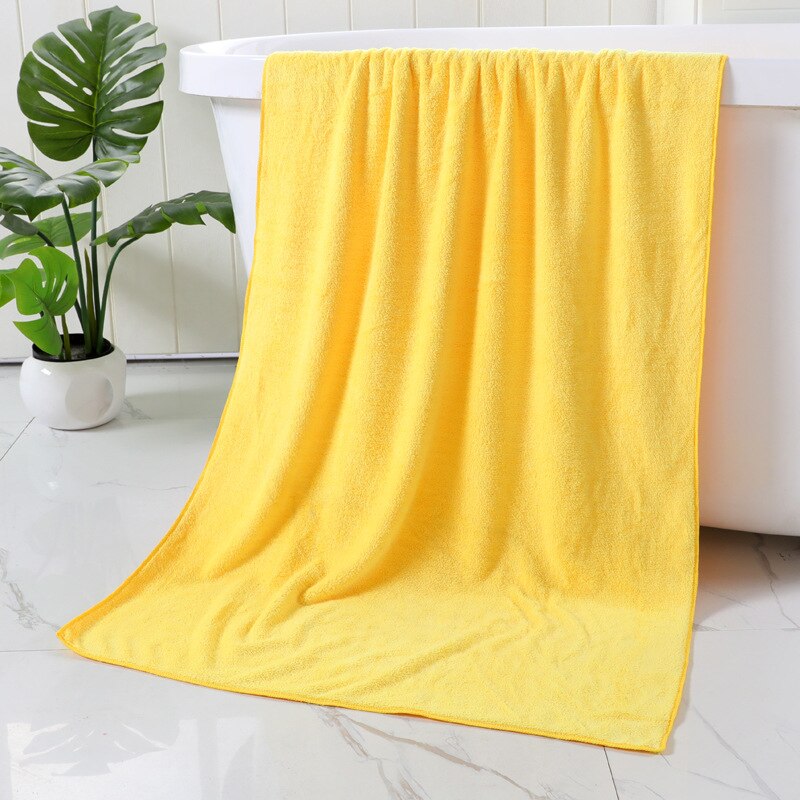 Giantex koral fløjl skåret kant håndklæde almindelig vask blød ansigt håndklæde til hjem polyester badehåndklæder til badeværelse: Gul
