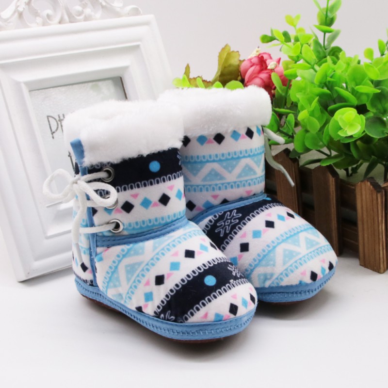 Efterår vinter varm fleece sne støvler til baby pige dreng anti-silp prewalker bootie sko 0-18 måneder: L