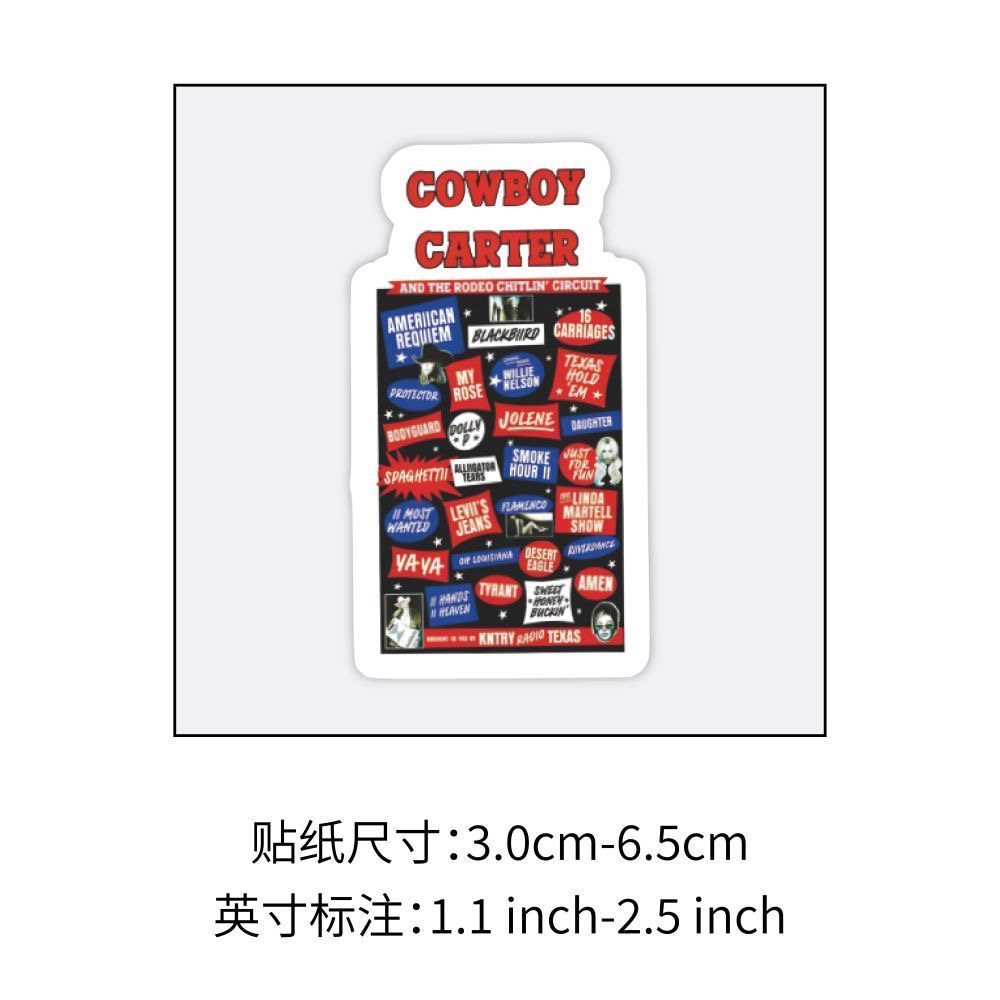 60Pcs Cool Cowboy Carter Stickers DIY Stickers Scrapbooking Phone Luggage Skateboard Vinyl Waterproof Graffiti Decals