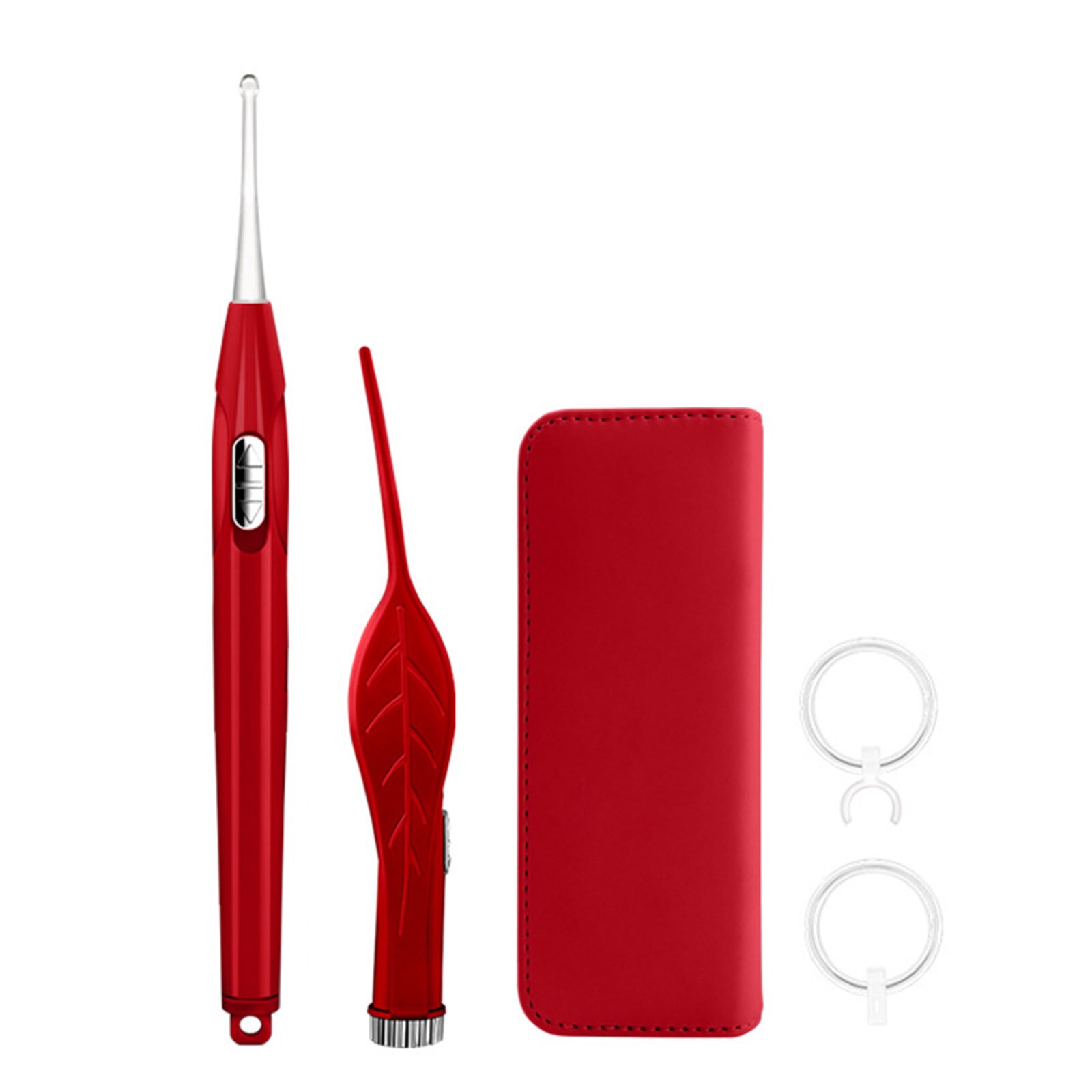 Ear Wax Removal Tools Met Licht &amp; Vergrootglas Visuele Earpick Cleaning Kit Voor Kids &amp; Volwassenen Oor Lepel Set voor Oor Zorg: Red