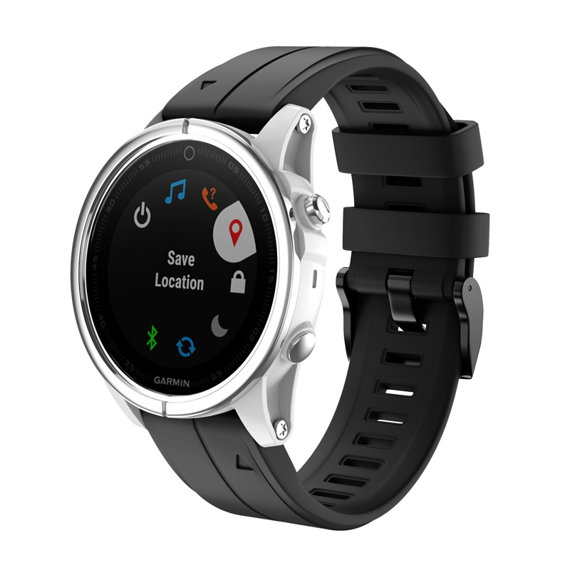 20mm Silikon Uhr Band Gurt Schleife Armbinde für Garmin Fenix 5 S Fenix 5 S Plus SD998: Schwarz