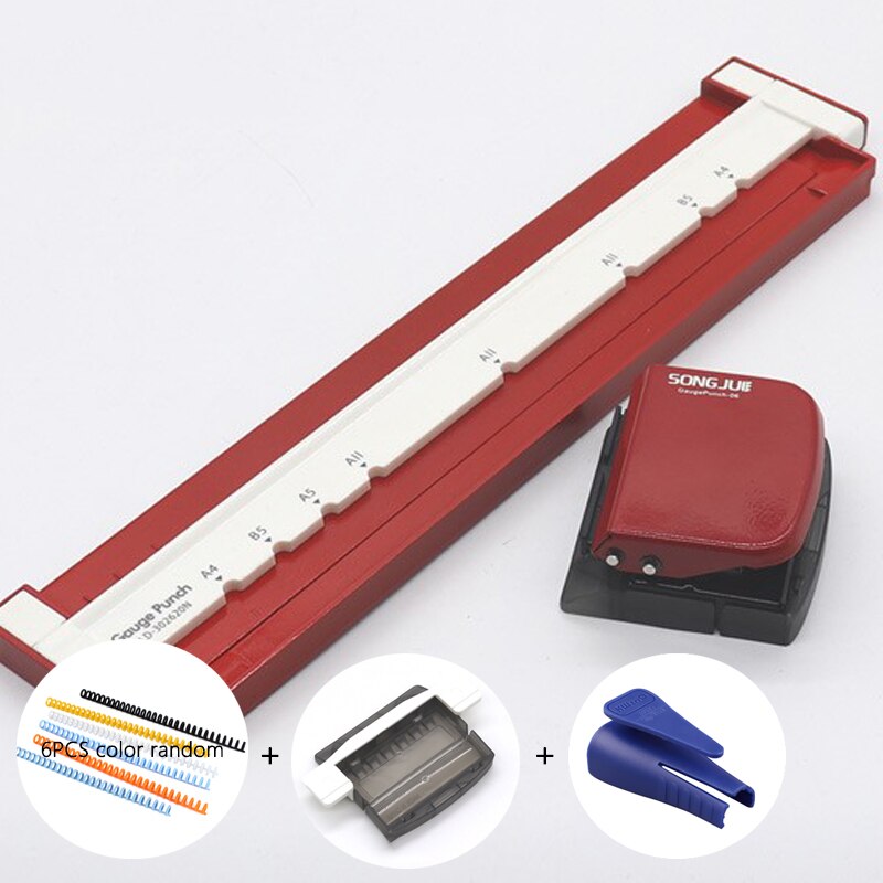 Multifunctional A4 Paper 30-hole Multi-hole Punch B5 26-hole A5 20-hole Binding Clip Daolin Loose-leaf Punch Diy Manual Punch: B  red