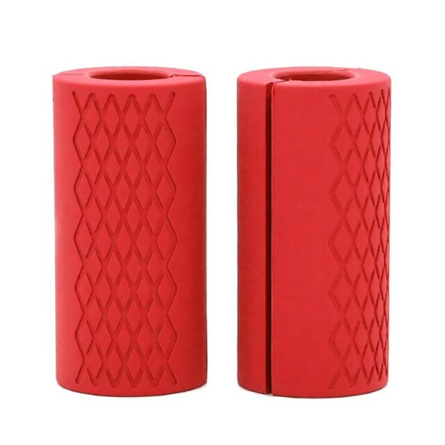 1Pair Dumbbell Bar Handle Grips Silicone Standard Bar Grip For Barbell Weight Lifting Bodybuilding Gym Weights Workout Anti-slip: Red