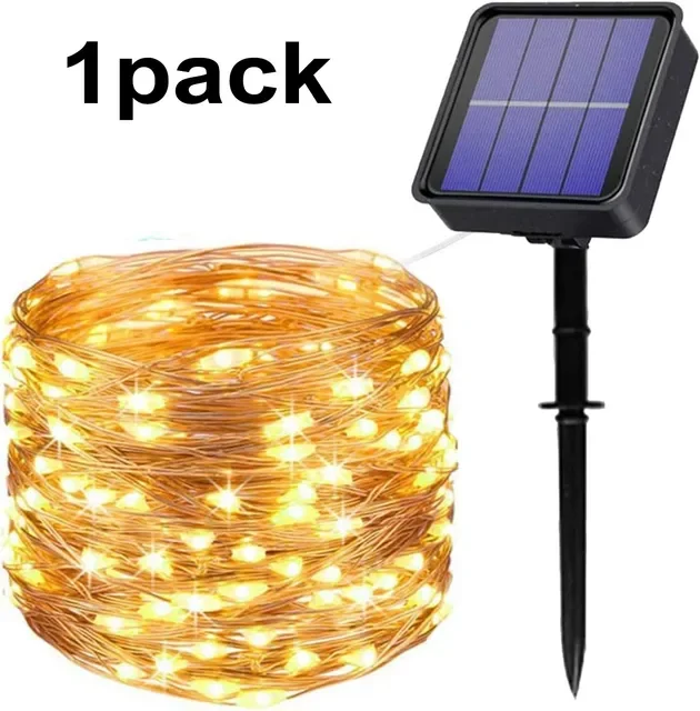 30M 300LED Solar String Lights Outdoor RGB Garden Fairy Lights Waterproof 8 modes Copper wire Flicker light Wedding Decorations: Warm White / 16-20W