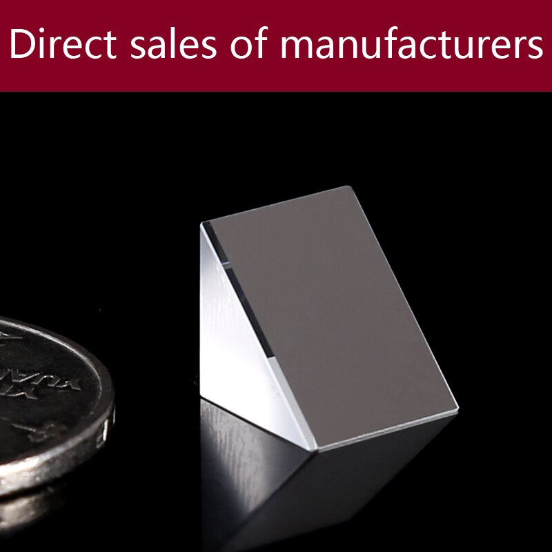 Optical glass triangular prism with reflecting film 10x10x10mm