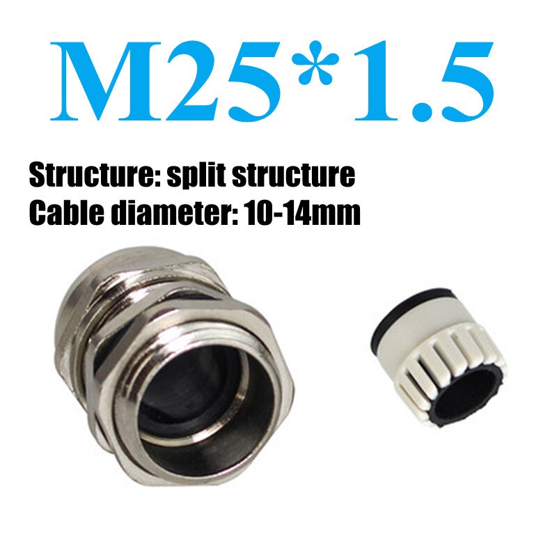Waterproof Cable Gland Connector IP68 Nickel Plated Brass Metric Cable Split structure Fit 3-6.5mm to 18-25mm Cable: M25x1.5mm