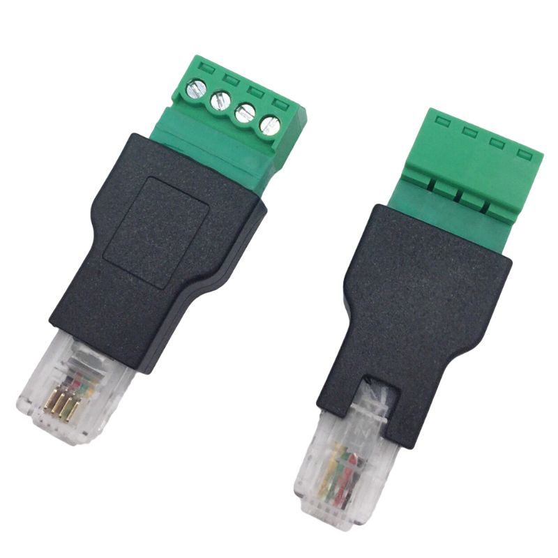 RJ11 to Screw Terminal Adapter RJ11 Male to 4 Pin Connector Splitter Shield Plug T8WE