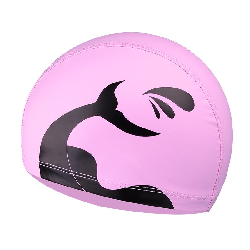 Casquette de natation pour Sports aquatiques, cheveux longs, Super élastique, utilisé pour femmes et hommes adultes: Pink Dolphin