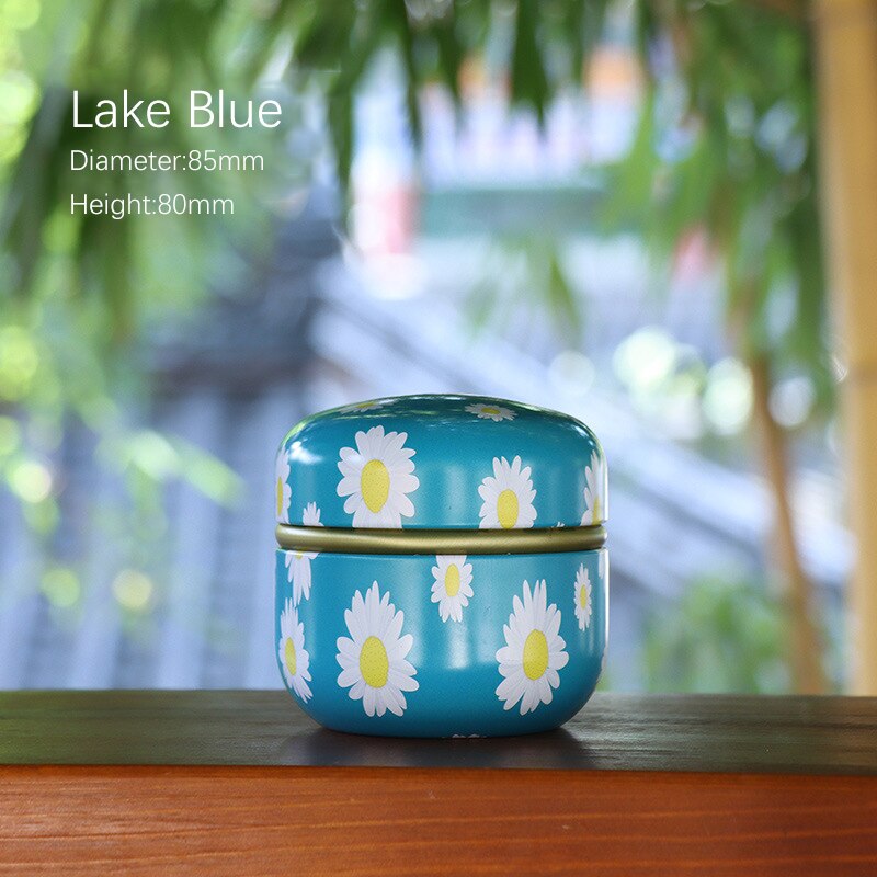 Tinplate Sealed Tea Storage Box Scented,Tea, Confectionery Food Packaging Container Tea Bag Organizer: Lake Blue