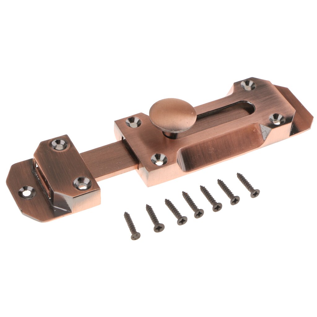 Home Brass Door Slide Catch Lock Bolt Latch Barrel Lever Safety Hardware: Red Copper 5inch