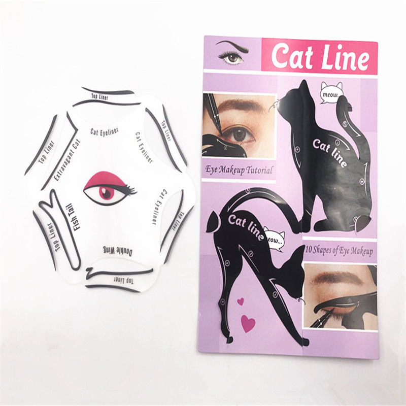 Multifunktion 6 in 1 med makeup katt eyeliner mall 2 st/set cat eye liner snabbverktyg sminkguide nybörjare effektiv