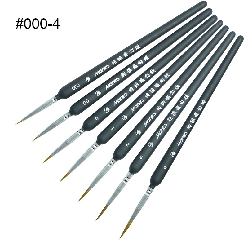 Juego de pinceles de línea de gancho, pinceles de pintura para acuarela, pintura al óleo de acrílico, delineador de dibujo, lápiz pincel para pintar, perfilador de gancho: 7pcs from 000 to 4