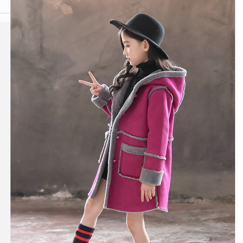 neue Herbst Winter Wolle Mantel Rosa verrotten Warme Lange Jacke Für freundlicher Mantel Mädchen Wolle Mantel Windbreaker