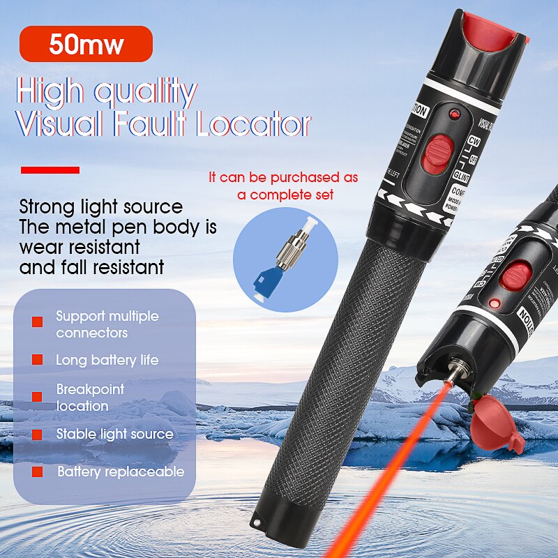 50MW Visual Fault Locator Fiber Optic Cable Tester 50KM Range VFL