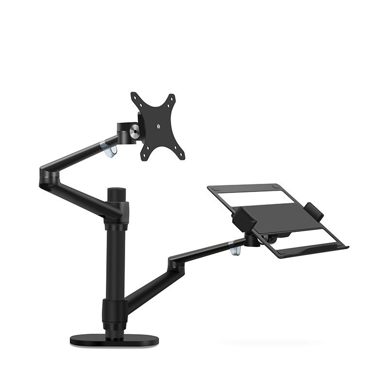 Aluminum Height Adjustable Desktop Dual Arm 17-32 inch Monitor Holder+12-17 inch Laptop Holder Stand OL-3L Full Motion Mount Arm