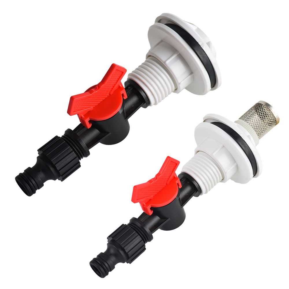 Bulkhead Fitting Double Threaded Bulkhead Water Tank Connector for Rain Barrels Aquariums Water Tanks Tubs Pools