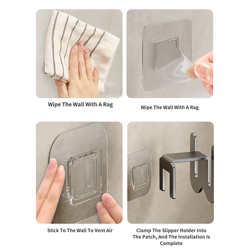 Estante de almacenamiento de zapatos Simple, estante para zapatillas de baño, puerta de baño no perforada montada en la pared con gancho de drenaje en la pared trasera