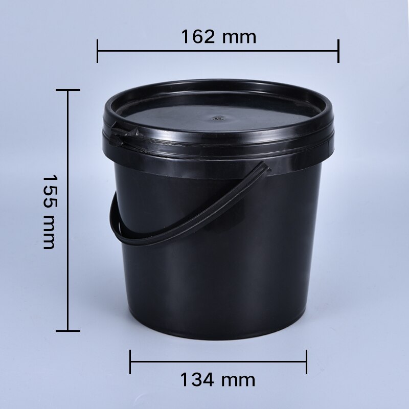 Seaux en plastique de 2L avec couvercles pour yaourt emballage biscuits conteneur seau en plastique de alimentaire 5 PCS/lot: Black