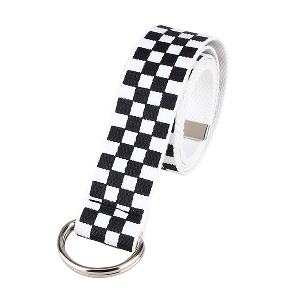 Women's Checkerboard Belt Canvas Waist Belts Cummerbunds Waistband Casual Checkered Black White Plaid Belt: Black