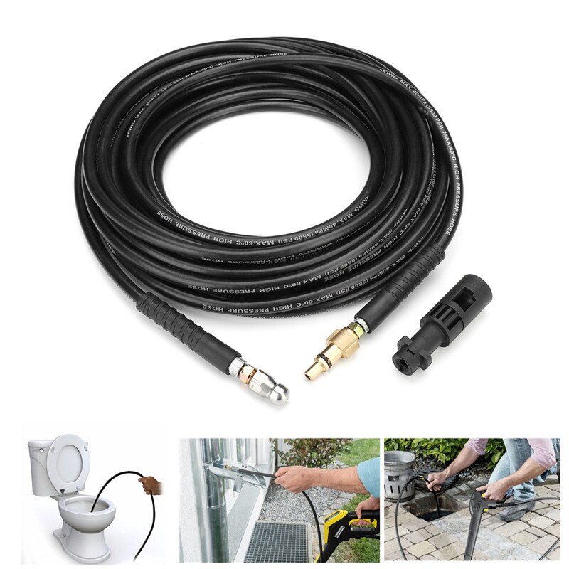 15M 40MPa 5800PSI High Pressure Washer Drain Cleaning Hose Set Pipe Cleaner for Downspouts Toilets Cleaning Pipes Drains