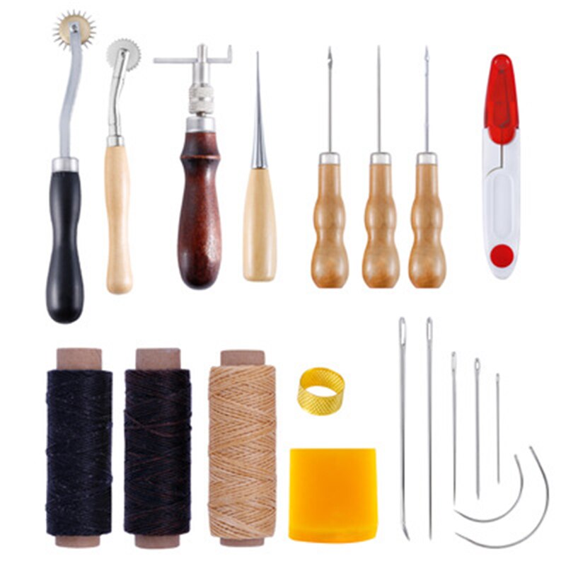 DIY Leather Craft Tools Kit Hand Sewing Stitching Punch Carving Work Set Accessories: Style 2