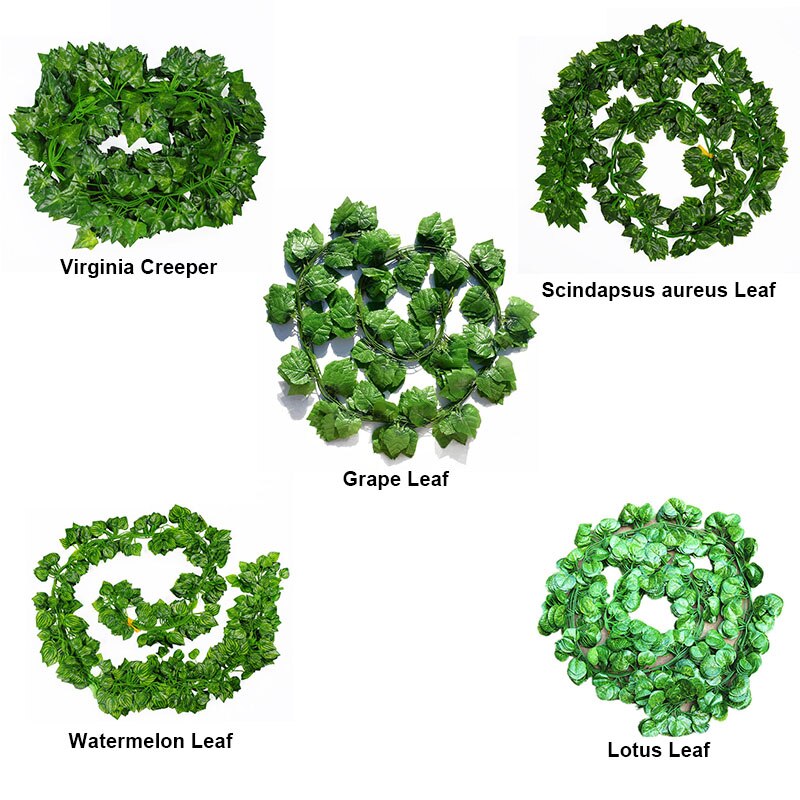 12 Stuks 2M Kunstmatige Opknoping Vine Plant Bladeren Plastic Huis Tuin Muur Bruiloft Decoratie SLC88