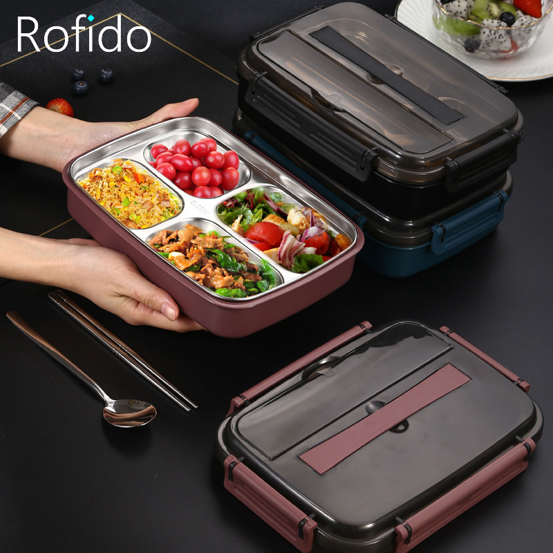 Lunch Bento Box Voor Werk Draagbare Lekvrij Servies Rvs Mannen Lunchbox Outdoor Picknick Voedsel Opslag Snack Containers