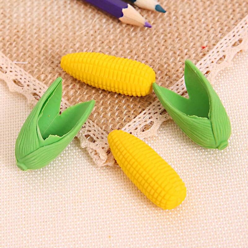 2 Pcs/set Kawaii Cartoon Assembly Corn Shape Mini Eraser Student Rubber Stationery School Office Supplies