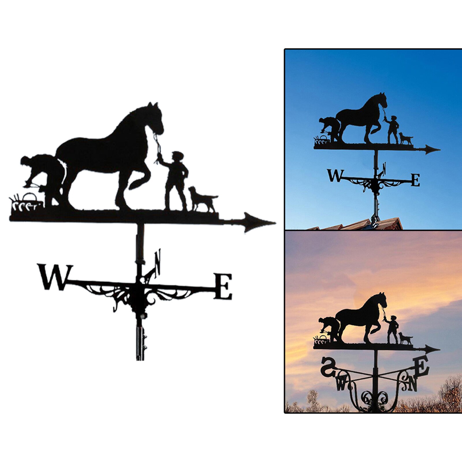Weathervane Weather Vane Wind Direction Indicator Yard Garden Scene Stake Ornament Home Windmill Indicator Decorations