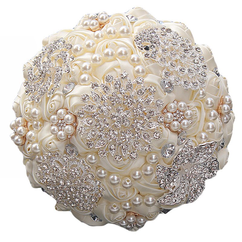 14 Colors 1Piece Ivory Flower Bouquet Stunning Pearls Beaded Crystal Bouquet De Mariage Wedding Flowers Bridal Bouquets: Ivory