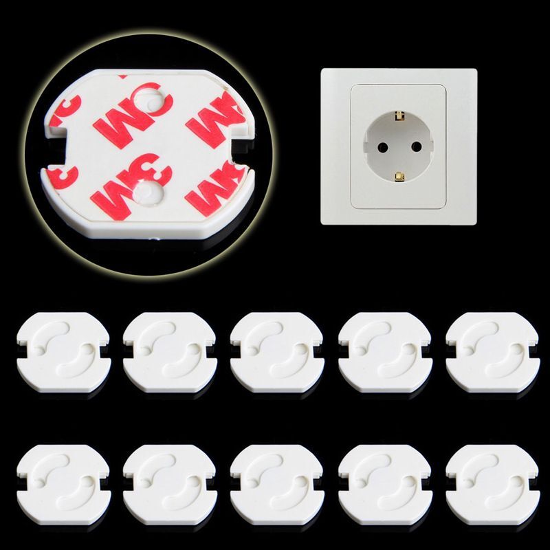 10pcs/lot Pure White ABS Baby Safety Plug Socket Protective Cover Protective Insulation Against Electric Shock 2 Hole Round