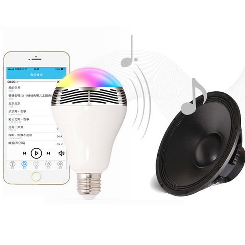 APP Intelligente RGB LED Lamp Bluetooth Smart Verlichting Lamp Kleurrijke Dimbare Speaker Gloeilamp Met Afstandsbediening, plafond KTV