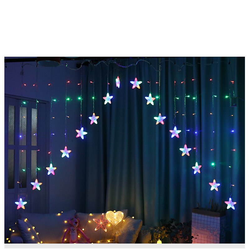 3m 16 led stjerne gardin string lys jule fe lys krans led bryllup hjemme fest bursdag krans dekorasjon eu: Foranderlig