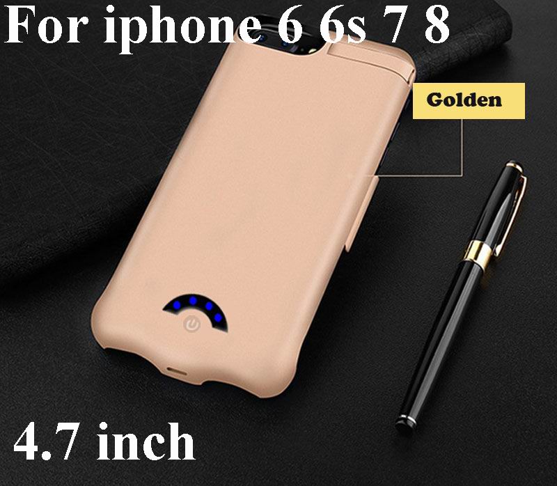 Funda de cargador de batería ultradelgada para iPhone, carcasa de batería de repuesto de 10000mAh para iphone 8 7 6 s plus 6 6 s 7 8: 6 6s 7 8 Gold