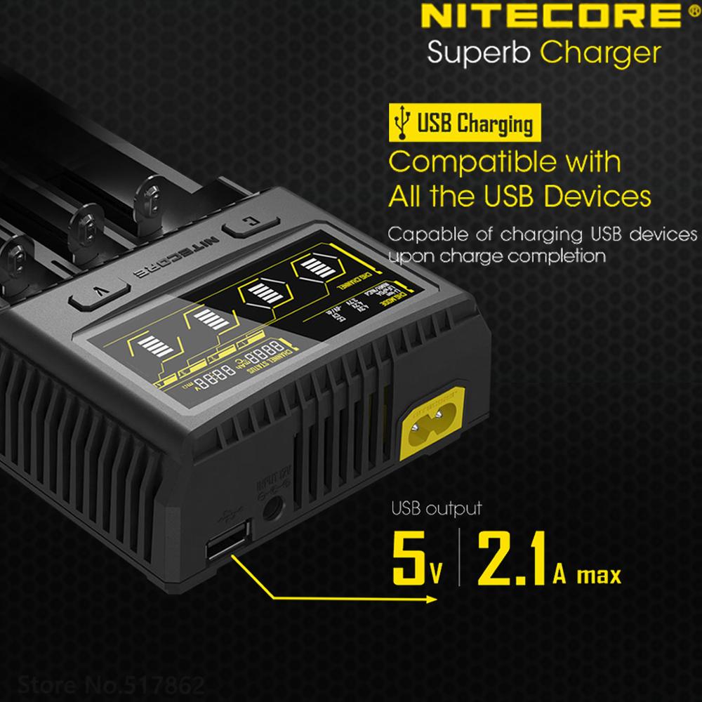 NITECORE SC4 Intelligent De Charge Plus Rapide Superbe Chargeur avec 4 Slots 6A Production Totale Compatible IMR 18650 14450 16340 AA Batterie