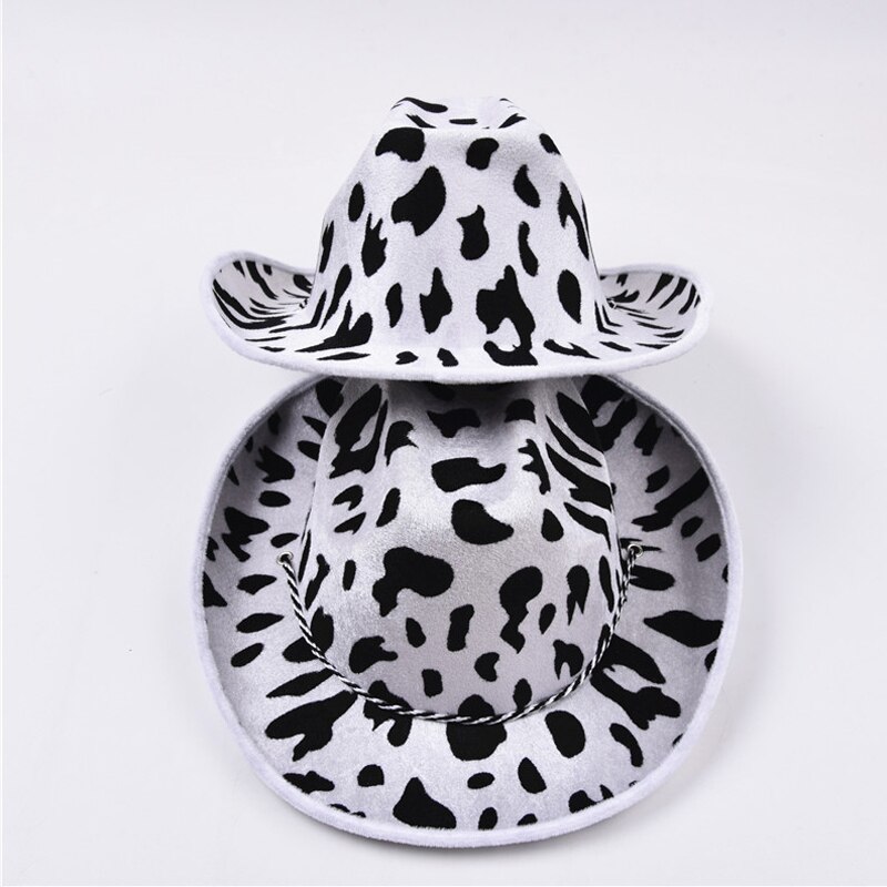 Lehmäkuvio cowboy-hatut miehet ja naiset ulkomatkailu sombreros de vaquero hattu kaula piirustus naru huopa cowboy-lakki juhlatanssi