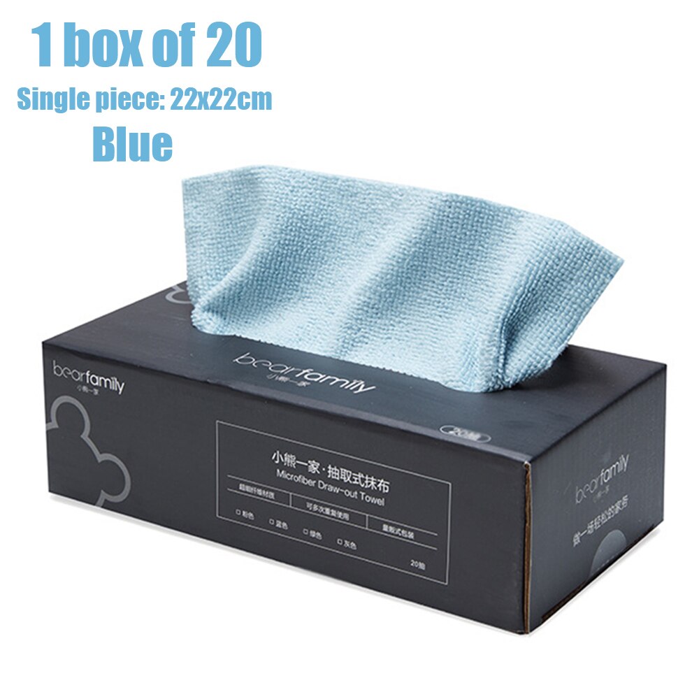 Tipo extractor, 1 caja de 20 trapos desechables de microfibra para cocina, absorbente de aceite, para perezosos, paño de limpieza, toalla, estropajo: Box-blue