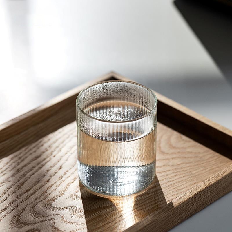 300ml/ handgjorda värmebeständiga glasskål rakt randigt glas isat latte americano kopp japanskt vertikalt glasvattenglas