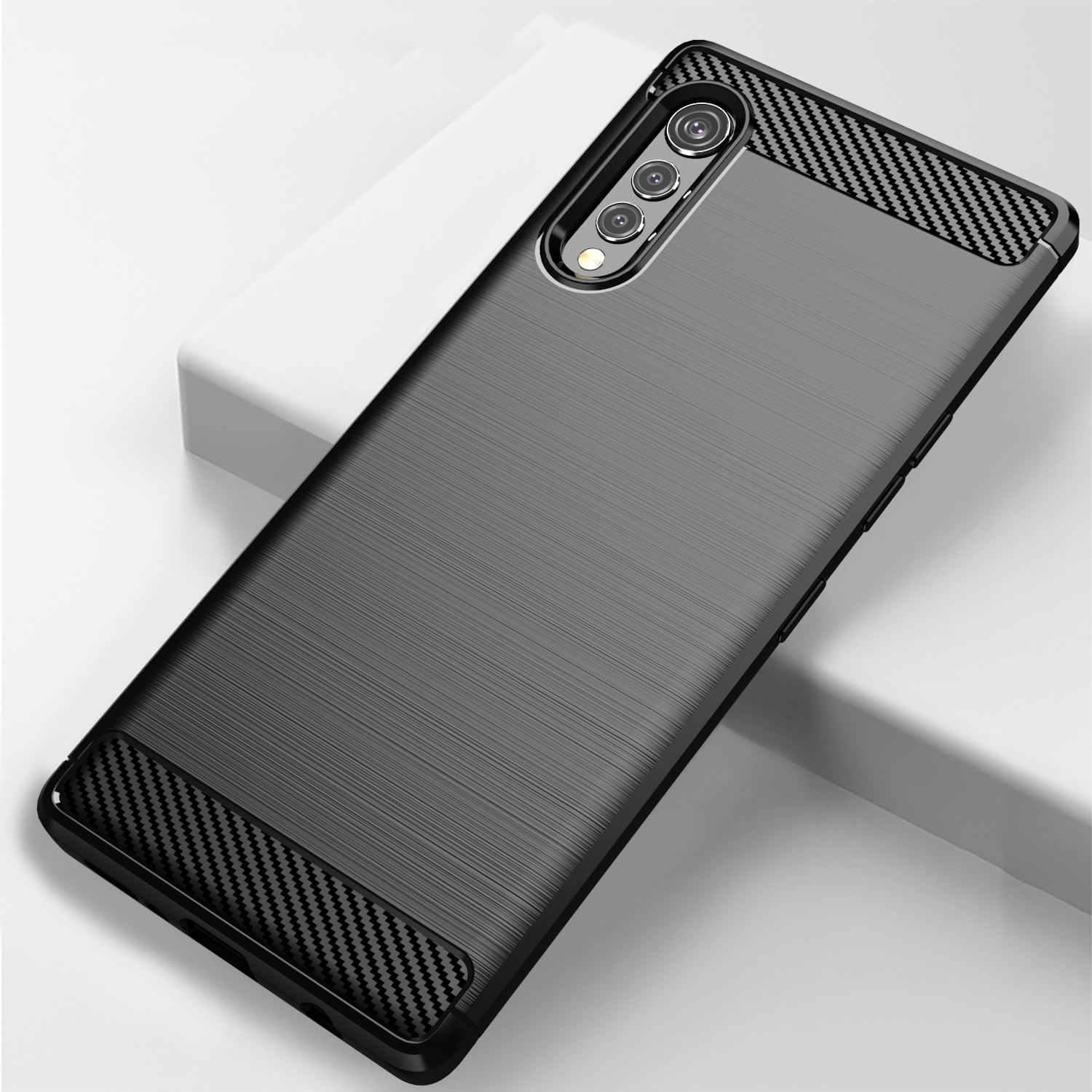 Karbonfiberdeksel til lg  v30 Plus, lg  v30s v40 v50 v50s v60 -deksel, støtdempende bakdeksel til lg fløyel stylo 5 x2 x4 x5
