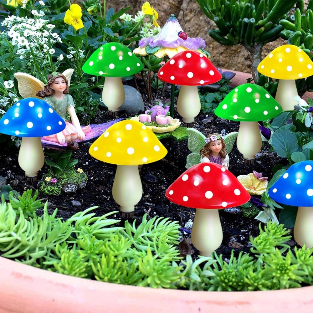Lampe solaire en forme de champignon, imperméable, 8 têtes, luminaire décoratif d'extérieur, idéal pour un jardin, une cour, un sentier, une cour ou une cour, une pâques, une Halloween ou une noël