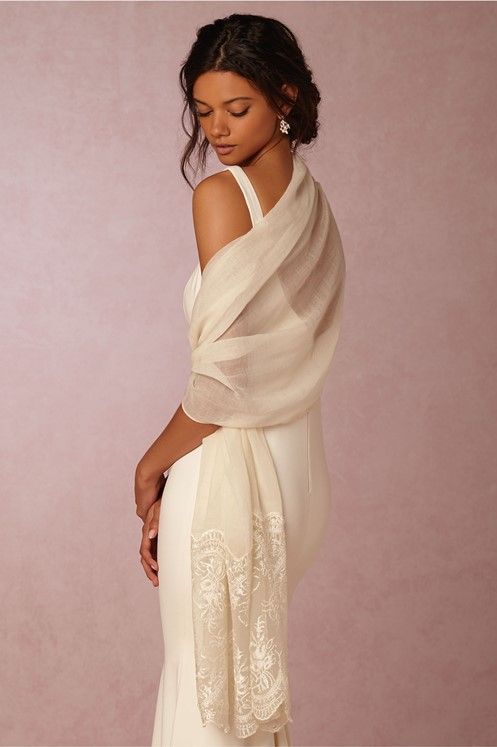 Chal de boda de gasa para mujer, abrigo largo de encaje, envolturas nupciales en blanco, marfil, 70cm x 180cm