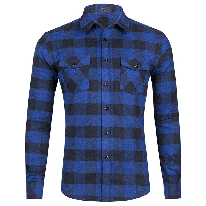 Herfst mannen Katoenen Plaid Shirt Slim Fit Lange Mouw Casual Mannen Tops Shirts mannen Controles Shirt 5 kleuren S-2XL: C / L