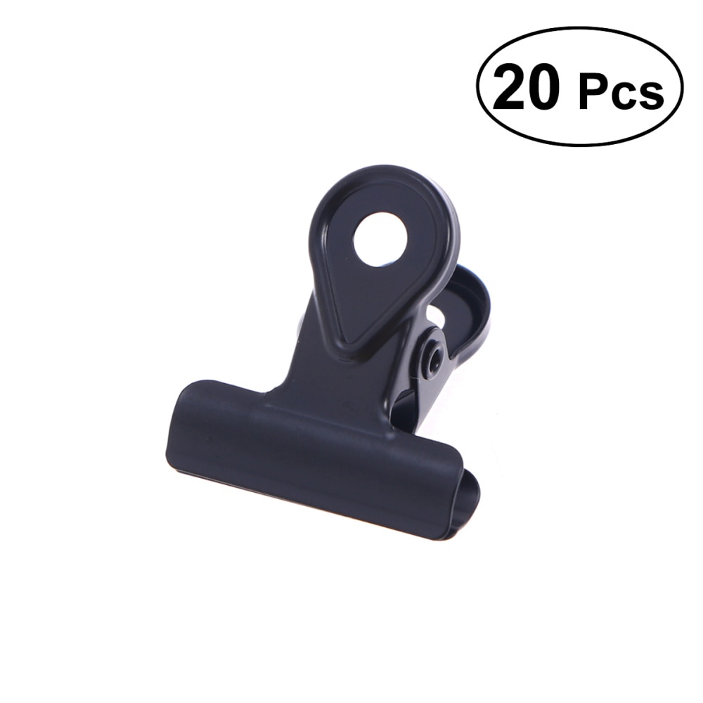 20PCS Metal Hinge Clips Binder Clips Paper Clamp Copper Bulldog Paper Clips - Black (20MM)