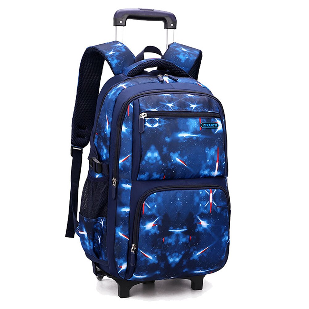 Rollende rugzak voor jongens, tas met wieltjes, duurzame schooltassen, reistassen, handbagage voor kinderen, mochila: 2 wielen blauw