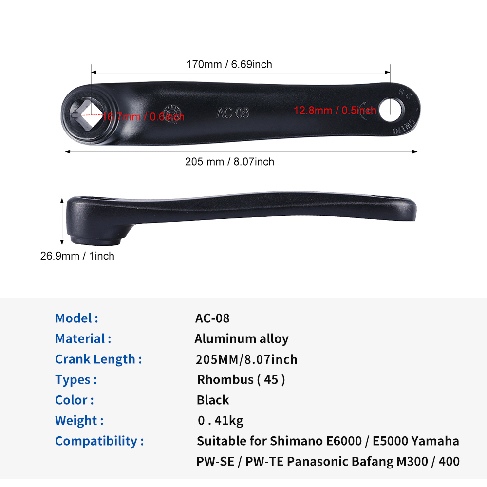 BAFANG-brazos de manivela para bicicleta eléctrica BBS BBSHD, Kit de conversión de Motor de accionamiento medio, 8Fun BBS01 BBS02, piezas esenciales, accesorios para Ebike