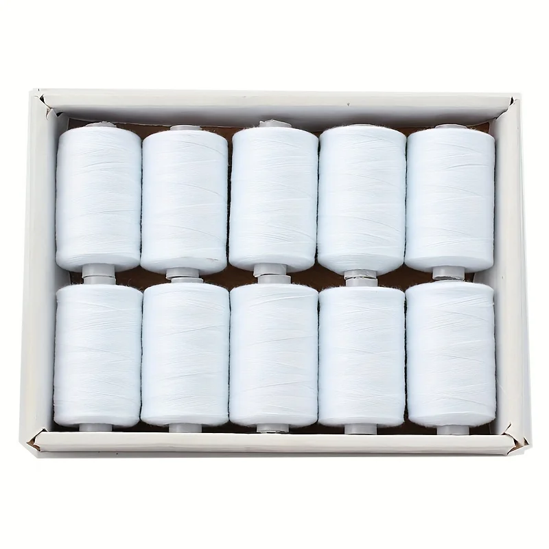 Kleur 402 Hand Naaigaren 1000 Yards Naaimachine Draad DIY Thuis Polyester Draad 10 Kleur Naaigaren Set: WHITE
